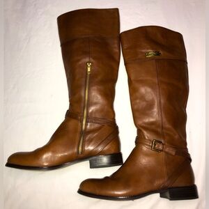 Coach Micha Brown Leather Buckle Riding Boots